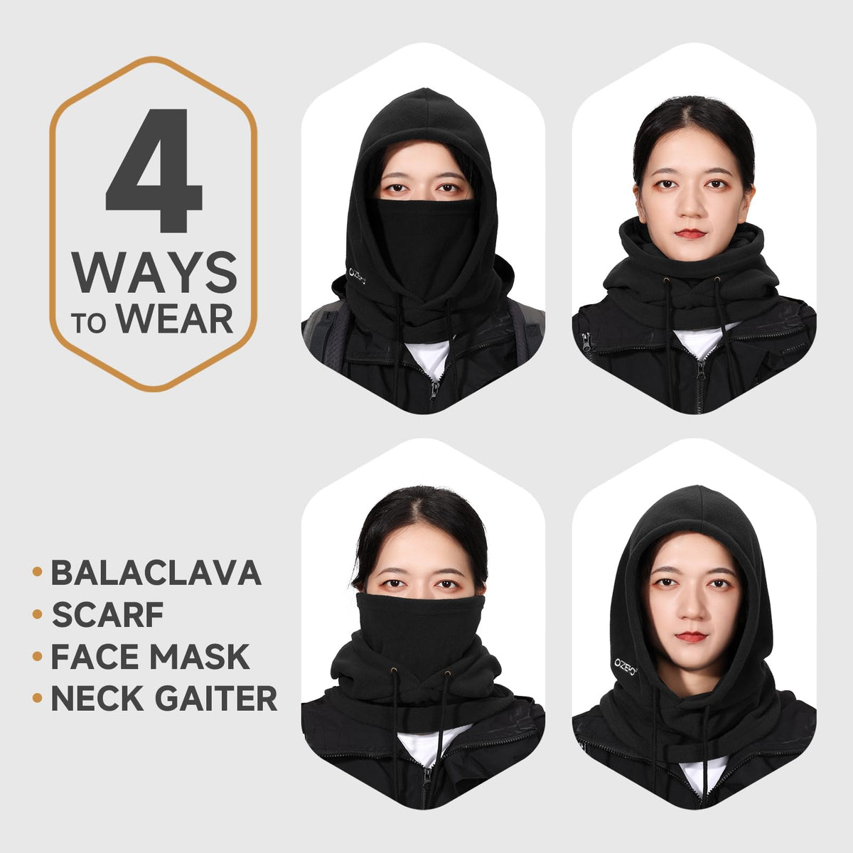 OZERO Balaclava Winter Gift: Polar Fleece Hood Ski Mask for Men Women Black 🍁 All In One Marketplace Canada