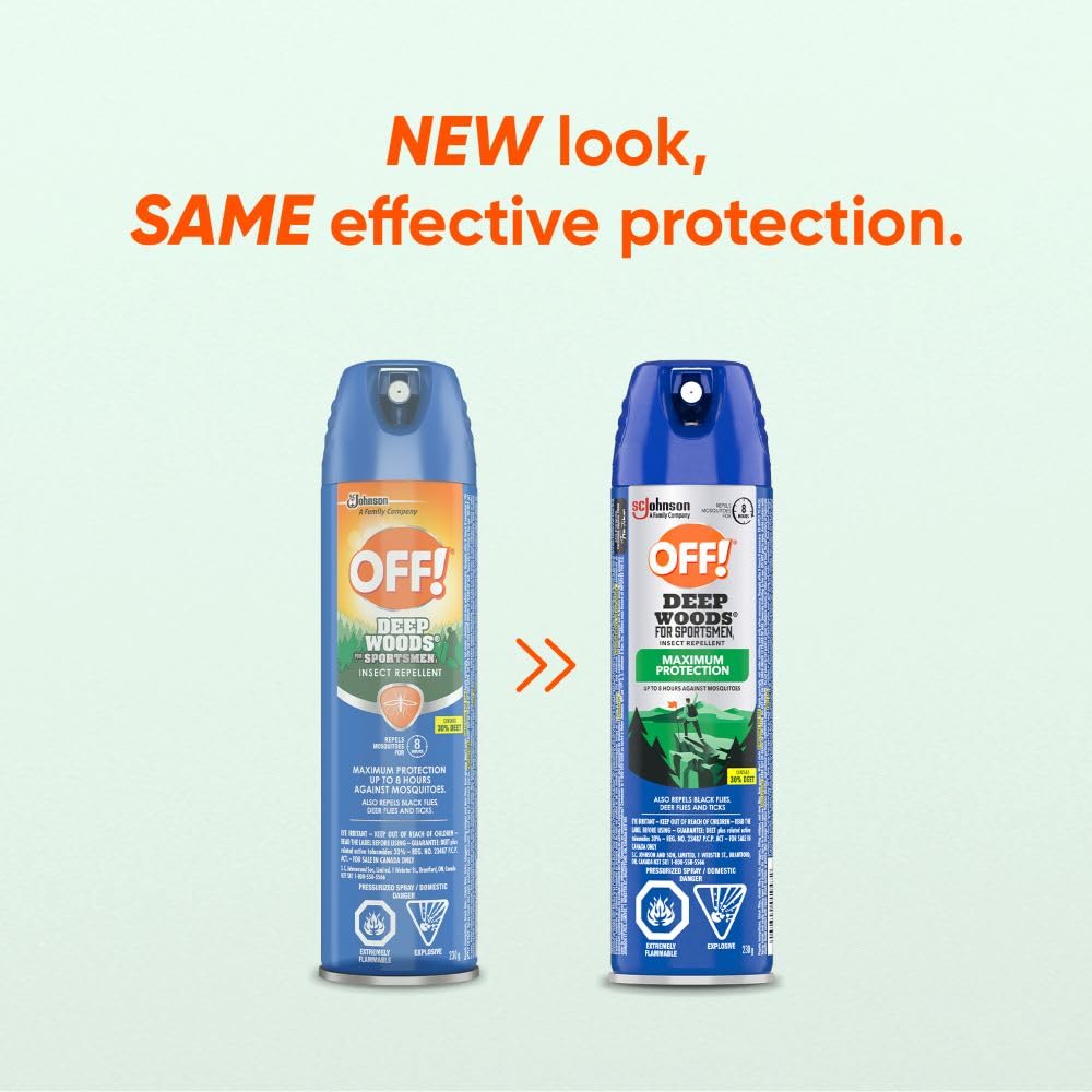 OFF Deep Woods Insect and Mosquito Bug Spray Repellent for Sportsmen, Camping, Safe for Clothing, 230g, 2pk, (Packaging May Vary)