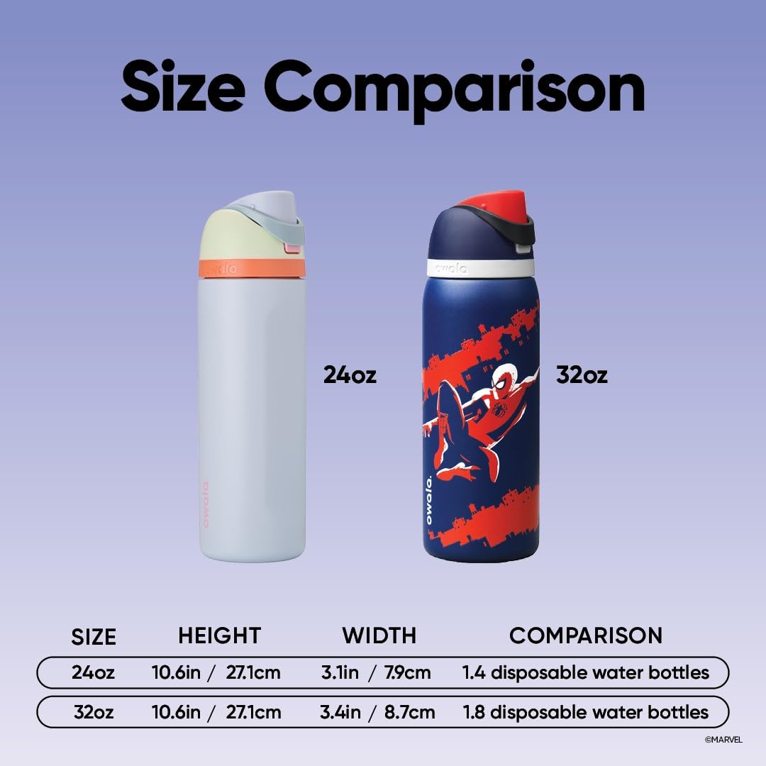 Marvel Owala FreeSip Insulated Stainless Steel Water Bottle with Straw, BPA-Free Sports Water Bottle, Great for Travel, 32 Oz, Swing of Things