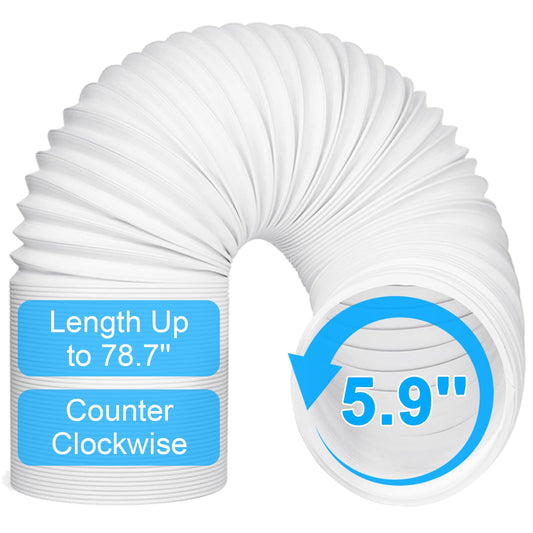 Portable Air Conditioner Hose with 5.9" Diameter & 80" Length Anti-Clockwise Thread, Universal Portable AC Exhaust Hose Air Conditioner Parts & Accessories - Available at All In One Marketplace Canada