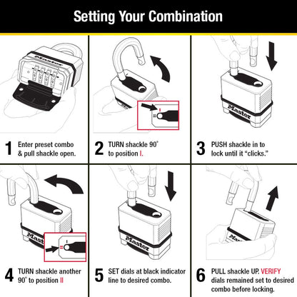Master Lock Gold Outdoor Combination Lock, Heavy Duty Weather Resistant Padlock, Resettable Combination Lock for Outdoor Use 1.2 x 2 x 3.87 inches, 2 Pack, M175LFEC2 - Available at All In One Marketplace Canada