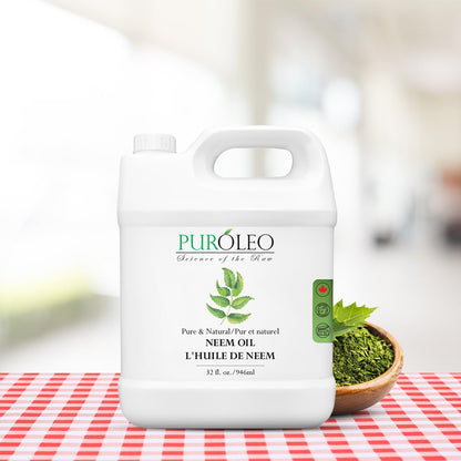 PUROLEO NEEM Oil 32 Fl Oz/946 ML (Packed In Canada) Pure and Natural Neem Oil for Multipurpose Use | Neem Oil extracted from NEEM Plante Chemical free Neem Oil Spray
