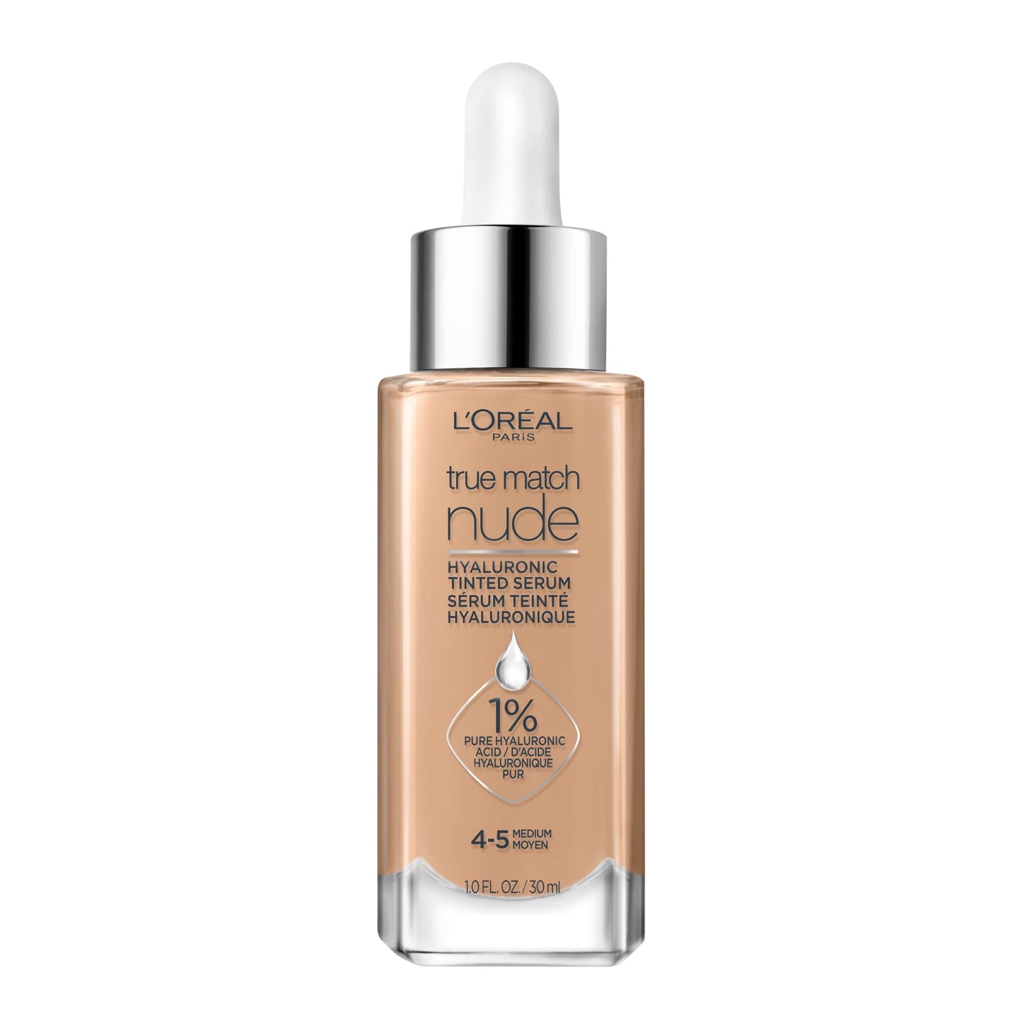 L’Oréal Paris True Match Nude Hyaluronic Foundation, Tinted Face Serum Foundation with Hyaluronic Acid for Lightweight Coverage and Instant Hydration, Radiant Finish - Medium, 30 mL 🍁 All In One Marketplace Canada