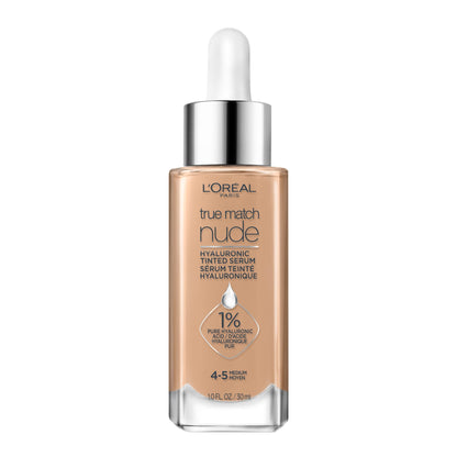 L’Oréal Paris True Match Nude Hyaluronic Foundation, Tinted Face Serum Foundation with Hyaluronic Acid for Lightweight Coverage and Instant Hydration, Radiant Finish - Medium, 30 mL 🍁 All In One Marketplace Canada