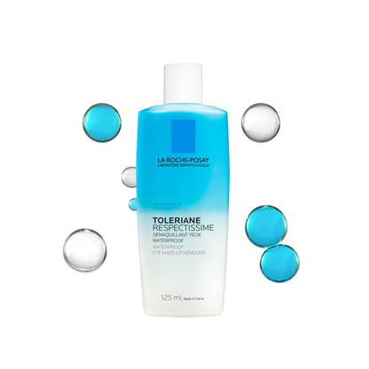 La Roche Posay Waterproof Eye Makeup Remover, Toleriane Respectissime Gentle Makeup Removing Cleanser, Bi-Phase Formula for Sensitive Eyes, Fragrance Free, Recommended by Dermatologists, 125ml La Roche-Posay