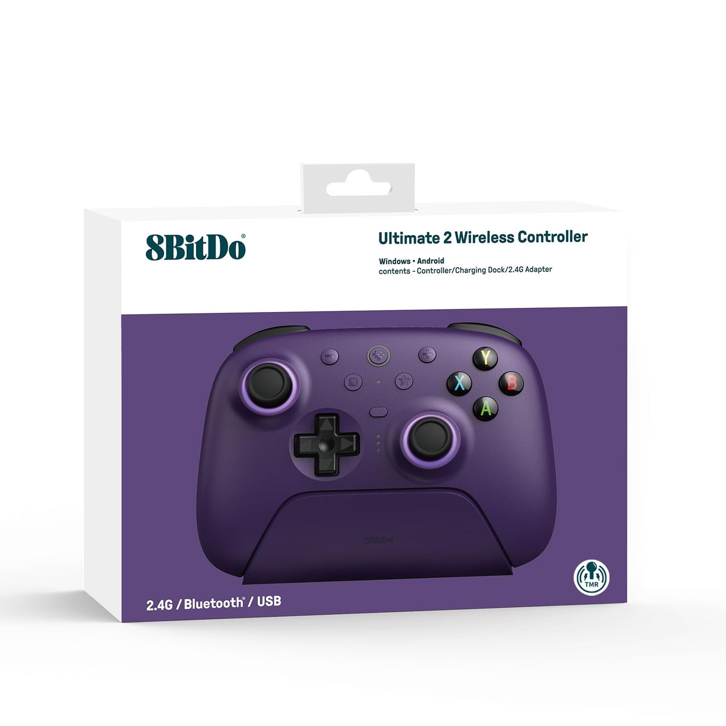 8BitDo Ultimate 2 Wireless Controller for Windows & Android, Gaming Controller with TMR Joysticks, Switchable Hall Effect/Tactile Triggers, RGB Fire Ring, 8Speed Wireless Tech, Purple
