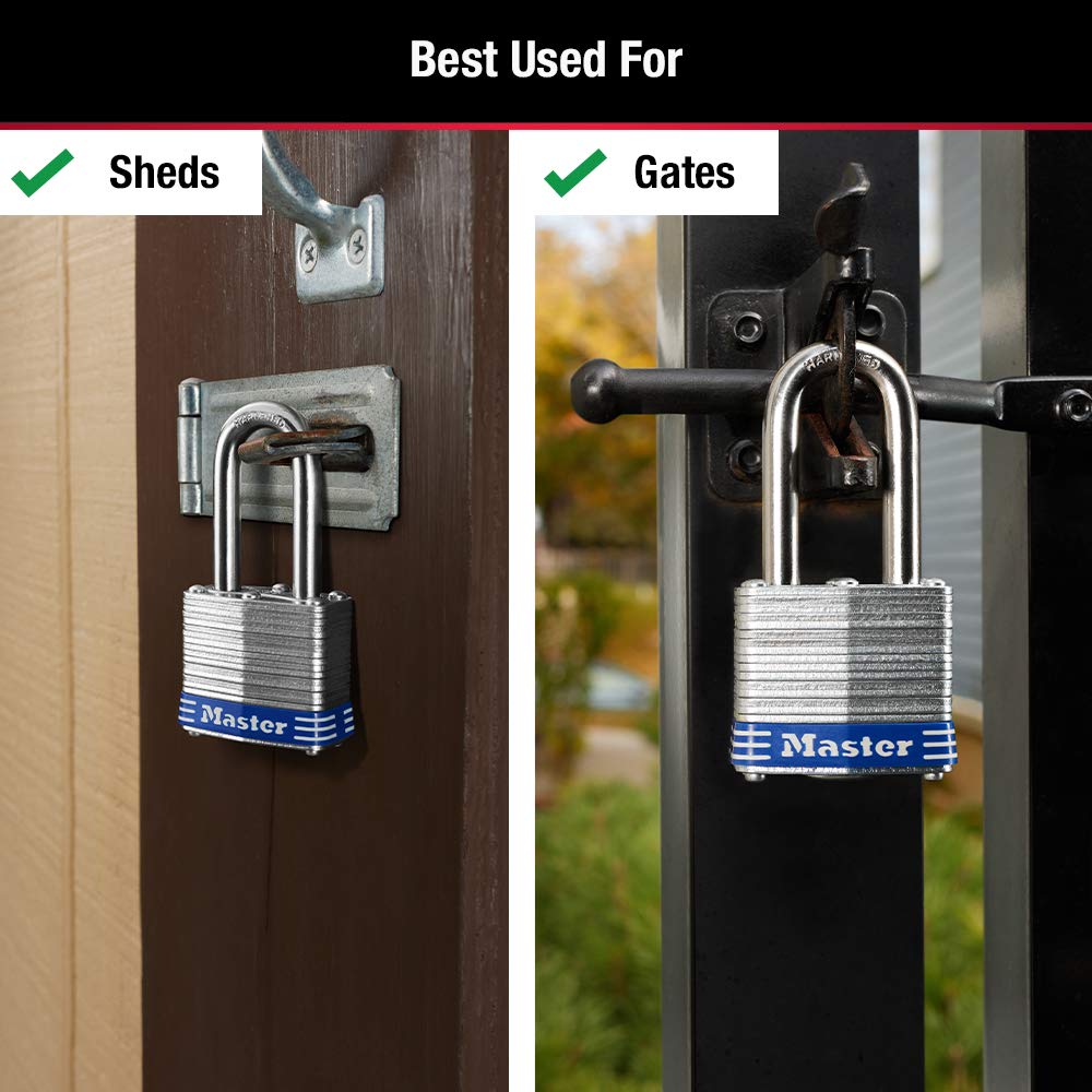 Master Lock 3TRILF Keyed-Alike Padlock, 1-1/2-inch Shackle, 1-9/16-inch Wide, 3-Pack