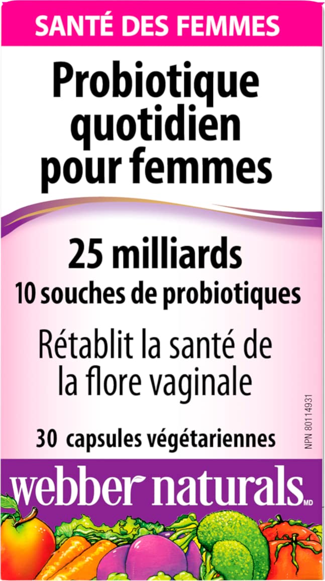Webber Naturals Probiotic Women’s Daily, 25 Billion Active Cells per Capsule, 10 Probiotic Strains, 30 Capsules, Helps Restore Healthy Vaginal Flora, Vegan - Available at All In One Marketplace Canada