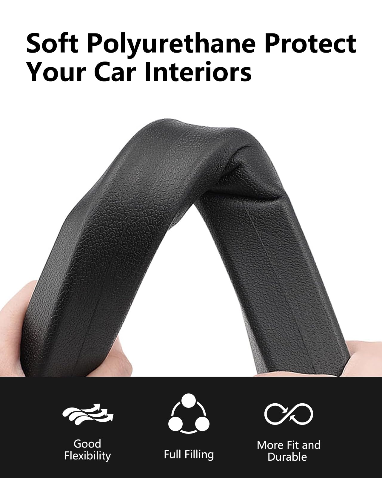 Homaupt Car Seat Gap Filler, 2 Pack PU Leather Fill The Gap Between Seat and Center Console, Seat Crevice Blocker Stop Things from Dropping, Universal Vehicle Interior Accessories Black
