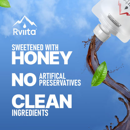 Rviita Energy Tea – Natural Caffeine Boost, 141mg per Serving, Low Sugar & Calorie, 8-Pack Variety (355ml)