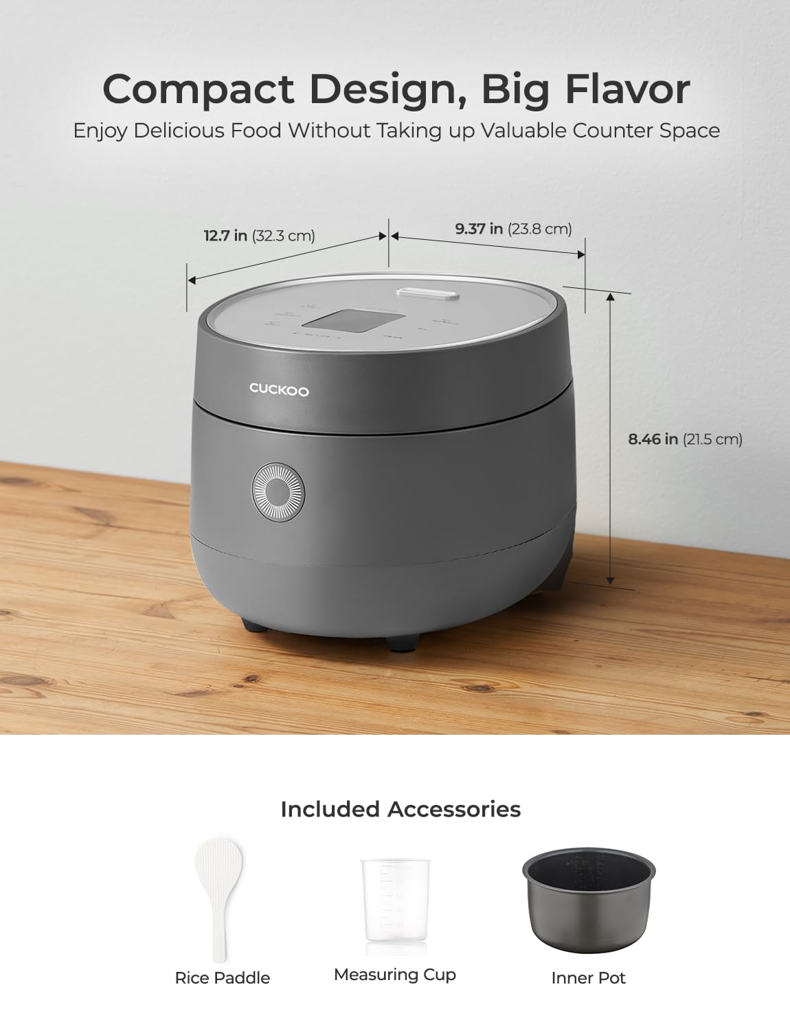 CUCKOO Rice Cooker 6 Cup Uncooked / 12 Cup Cooked, Modern Fuzzy Logic Rice Cooker Small with Delay Timer & Keep Warm Setting, Versatile Food Steamer for Cooking, Non-Stick Inner Pot, Gray (CR-0675FG) CUCKOO