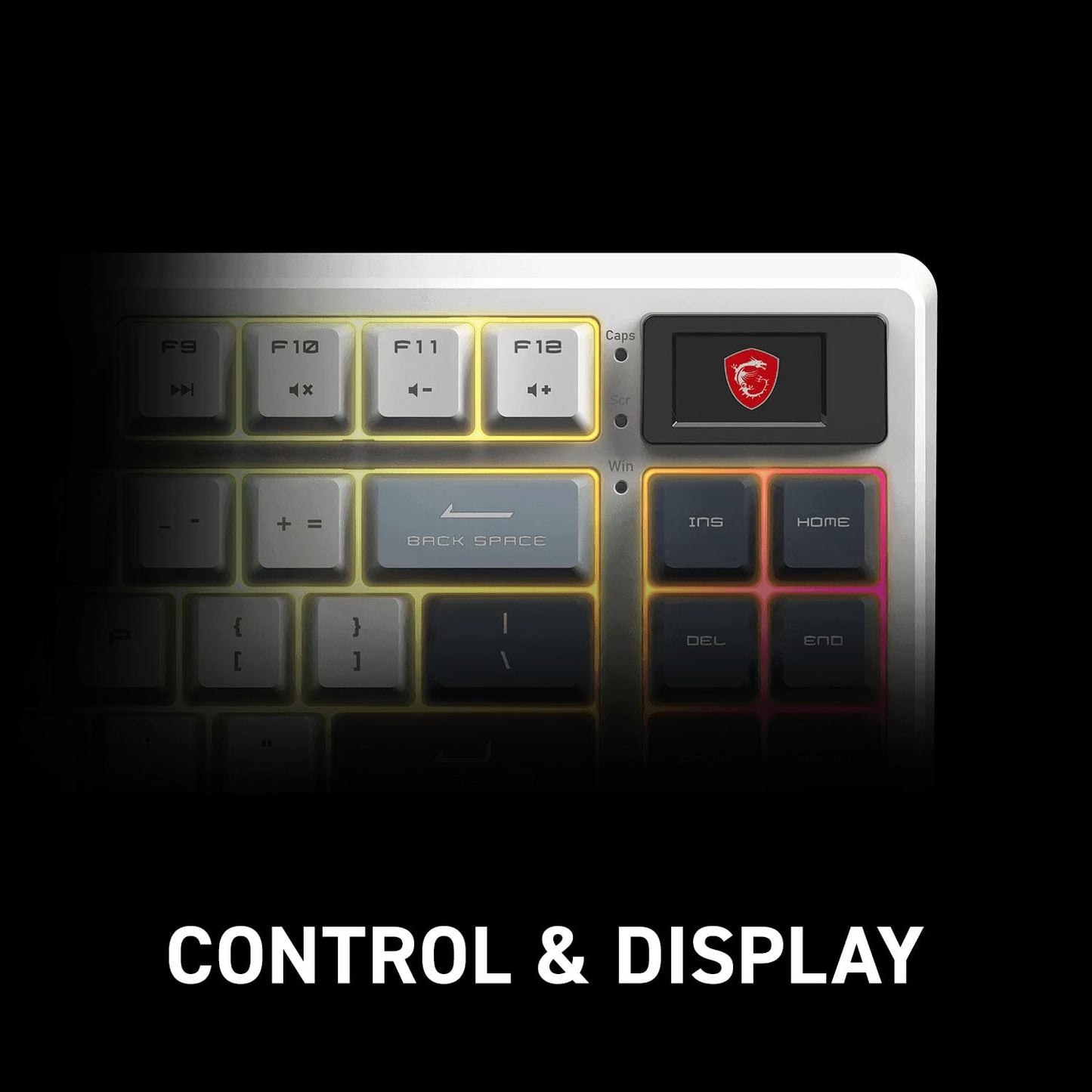 MSI Forge GK600 TKL W Sky US 2.4GHz Wireless (MS-8ZA9 and WD02), Bluetooth RGB Lighting Gaming Keyboard with 1.06-inch Display, 4000mAh MSI