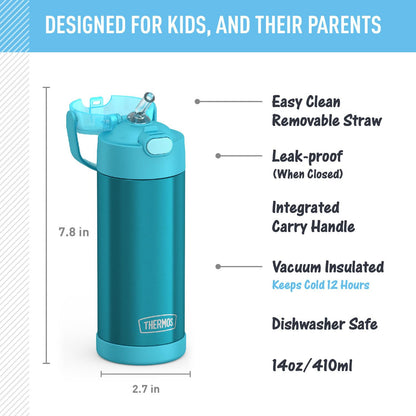 THERMOS FUNTAINER 14 Ounce Stainless Steel Vacuum Insulated Bottle, Teal