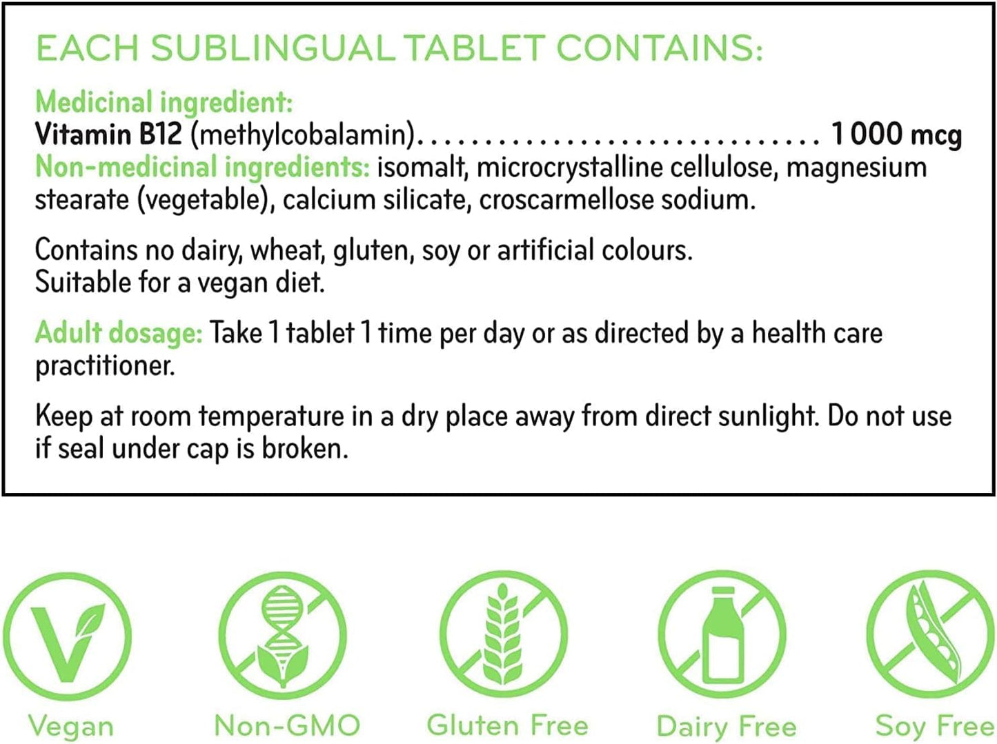 Sisu Vitamin B12 1000 mcg Methylcobalamin Sublingual Tablets, Unflavoured, 180 Tablets, Supports Energy Metabolism and Red Blood Cell Formation - Available at All In One Marketplace Canada