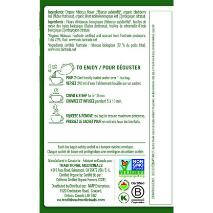 Traditional Medicinals - Tisane biologique d'hibiscus (Paquet de 6) - Ingrédients issus du commerce équitable - Acidulée, piquante et fruitée - 96 sachets de thé au total