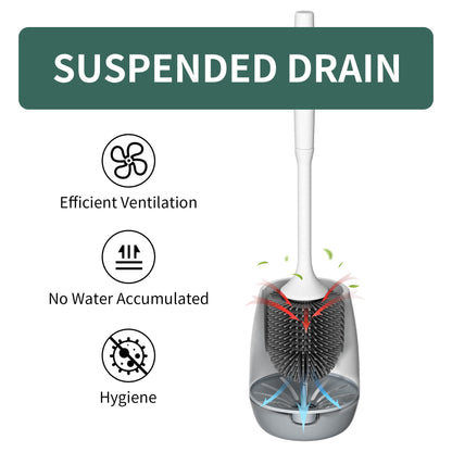Hibbent Toilet Brush with Ventilated Drying Holder, Silicone Toilet Bowl Brush Bathroom Cleaning Bowl Brush Kit Sturdy Cleaning Toilet Brush, Floor Standing & Wall Mounted Without Drilling - Available at All In One Marketplace Canada