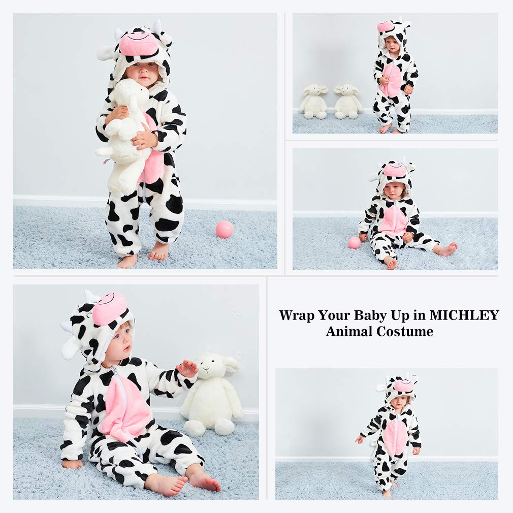 MICHLEY Unisex Baby Romper Winter Animal Cosplay Jumpsuit Outfit, Cow, 2-3T 🍁 All In One Marketplace Canada