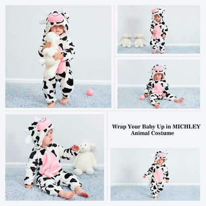 MICHLEY Baby Romper Animal Cosplay Jumpsuit Outfit, Cow, 12-18months 🍁 All In One Marketplace Canada