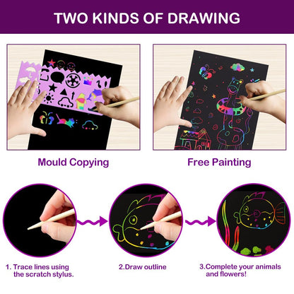FUNNYB&G Rainbow Scratch Paper Art for Kids - 100 Pcs Magic Rainbow Scratch Paper Off Set Scratch Easter Crafts Arts Supplies Kits Pads Sheets for Party Games Halloween Christmas Birthday Gifts 🍁 All In One Marketplace Canada