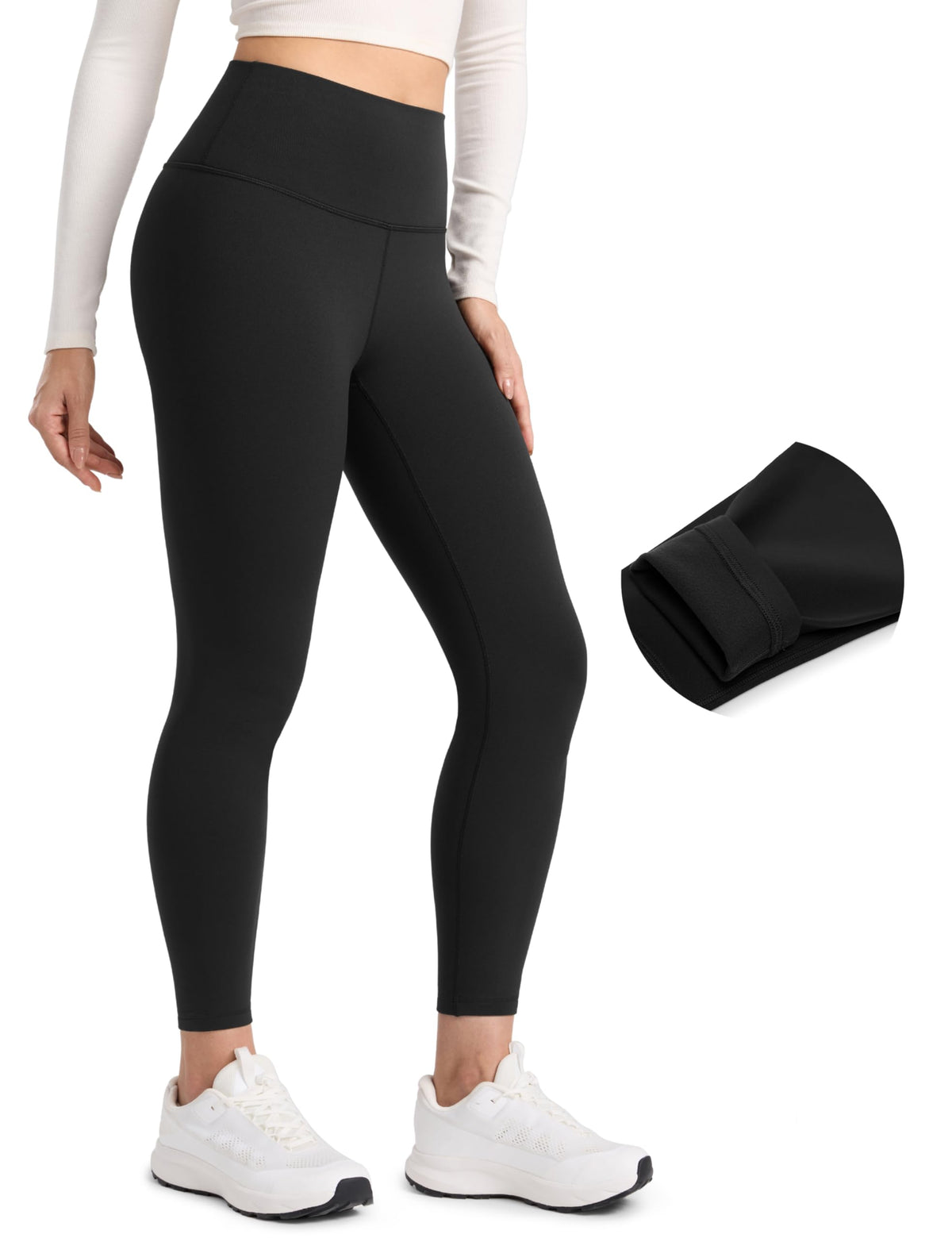 CRZ YOGA Matte Fleece Lined Leggings 25'' Black Medium 🍁 All In One Marketplace Canada