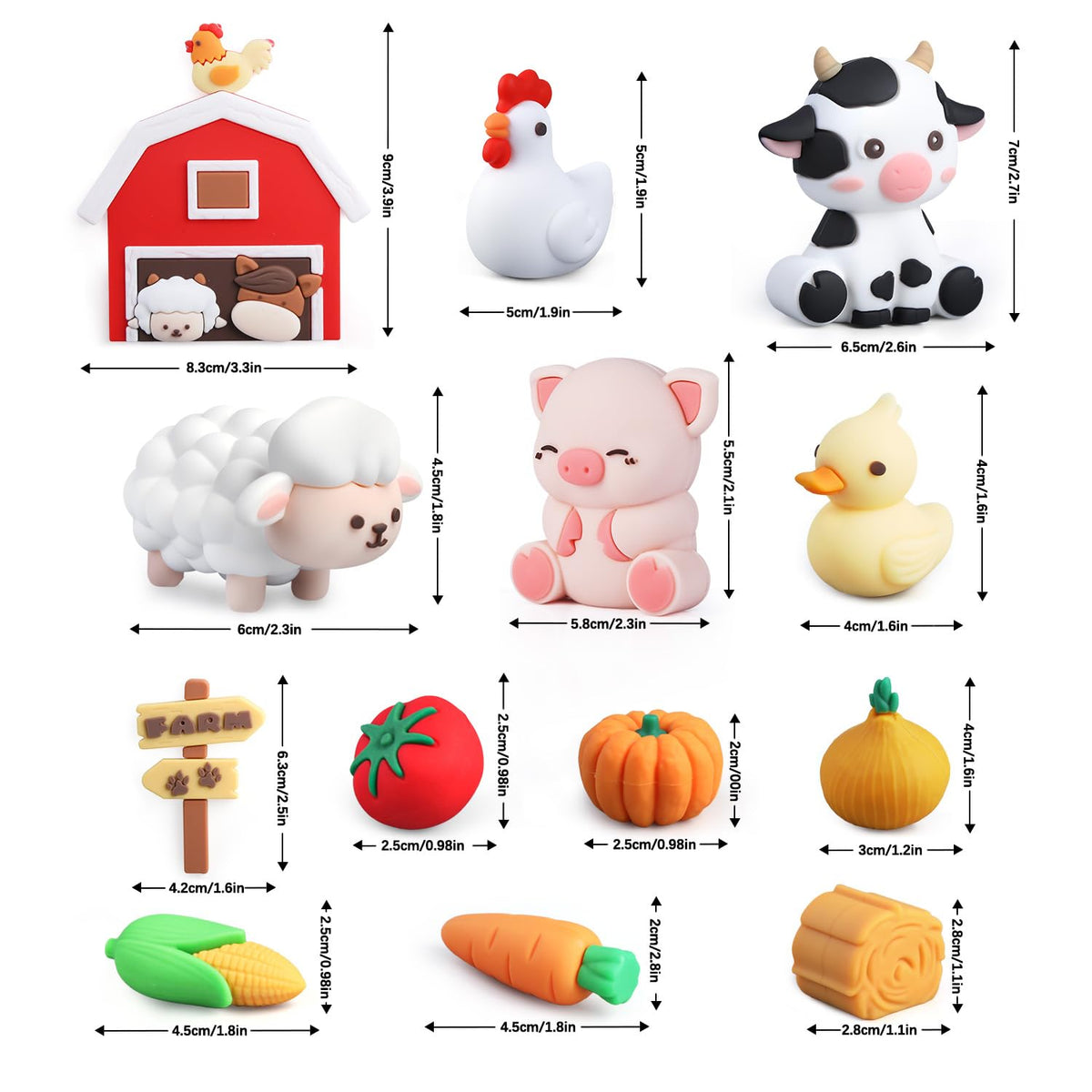 BlingABC 13PCS Cartoon Farm Animal Cake Toppers Barnyard Cake Decorations 🍁 All In One Marketplace Canada