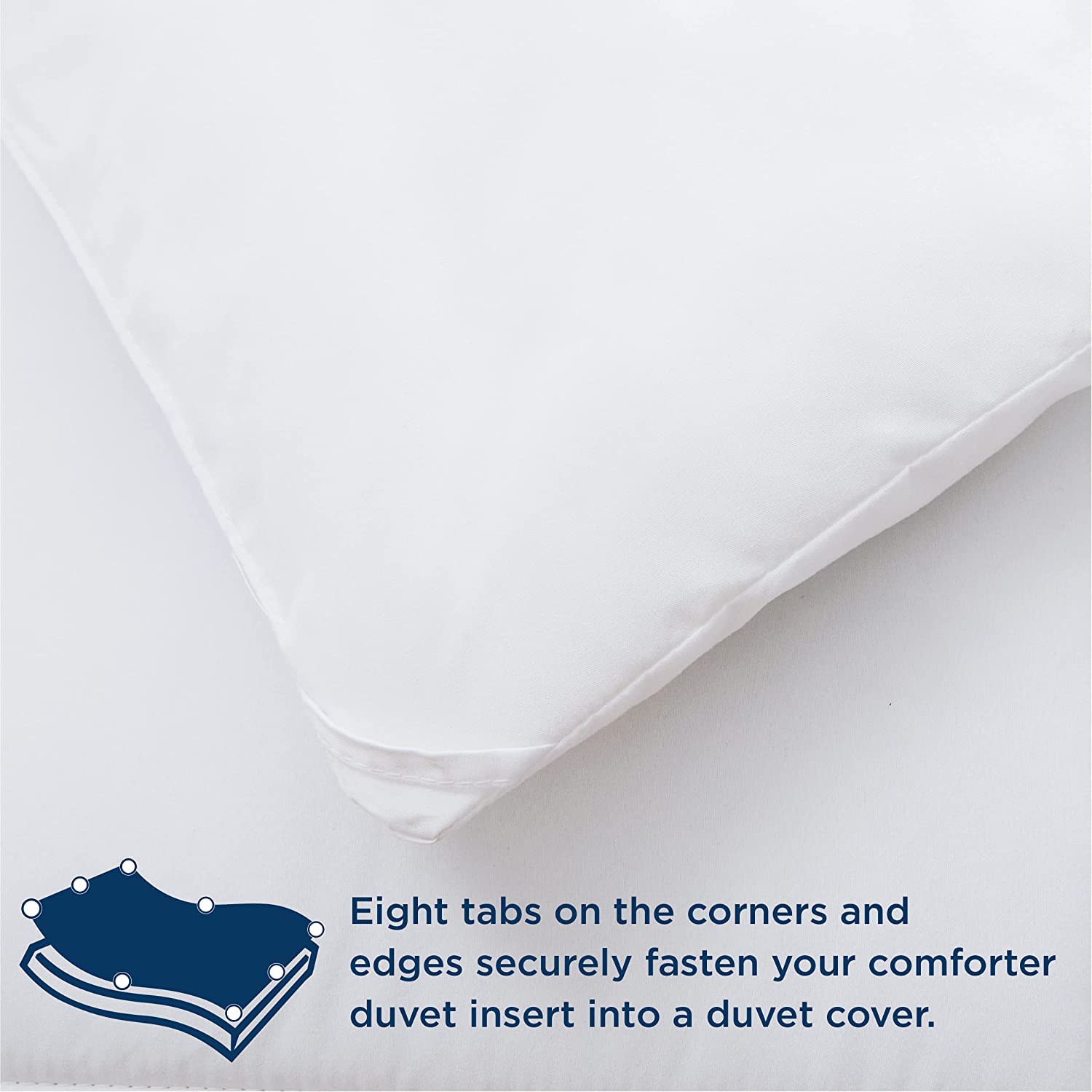 Comforter Queen Size - Down Alternative Hypoallergenic Duvet Insert, Ultra-Soft Microfiber, Box-Stitch Quilted with Corner Tabs, All Season, Machine Washable, 88x88 - White