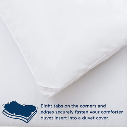 Comforter Queen Size - Down Alternative Hypoallergenic Duvet Insert, Ultra-Soft Microfiber, Box-Stitch Quilted with Corner Tabs, All Season, Machine Washable, 88x88 - White