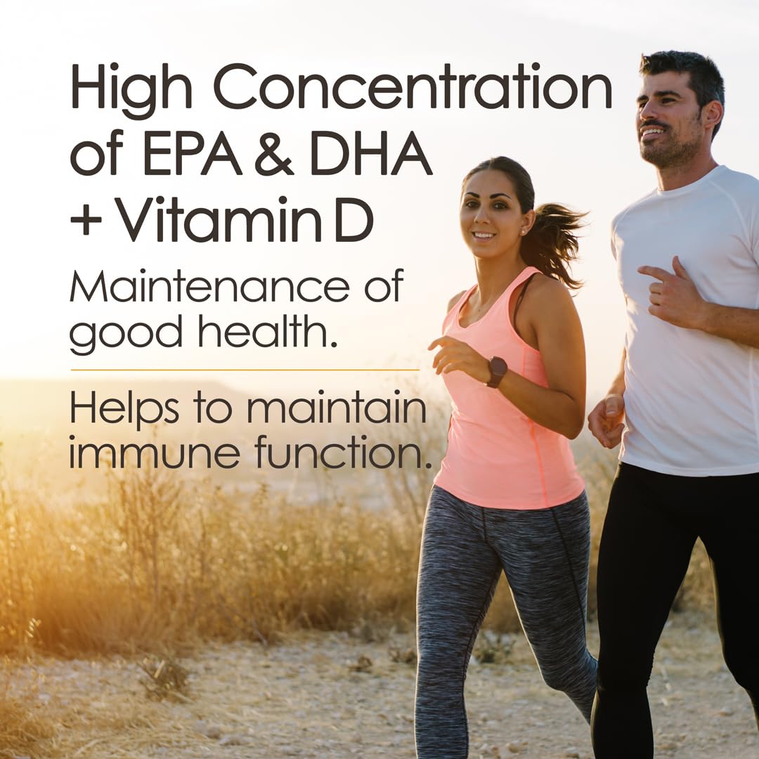 AQUAOMEGA 3X Extra Strength High EPA Fish Oil Omega 3 Supplements, Wild Caught Triple Strength Omega 3 Fish Oil Capsules with EPA, DHA and Vitamin D, Omega3 Supplements Made in Canada,120 Softgels - Available at All In One Marketplace Canada