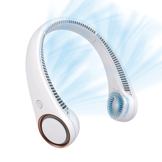 CIVPOWER Neck Fan: Portable Personal Neck Cooling Rechargeable Bladeless Fan - Hands Free 3 Speed 4000 mAh Battery USB Operated Wearable Headphone Design - for Men Women Outdoor Indoor (White) - Available at All In One Marketplace Canada