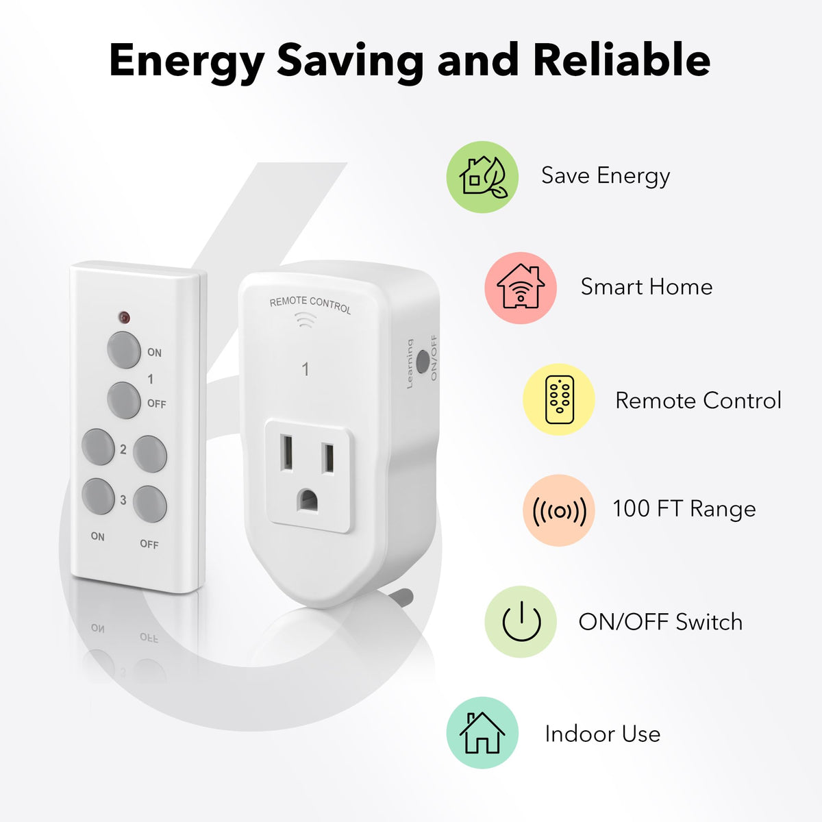 BN-LINK Wireless Remote Control Electrical Outlet Switch for Lights, Fans, Christmas Lights, Small Appliance, Long Range White 10A/1200W, 1 Remote + 1 Outlet 🍁 All In One Marketplace Canada