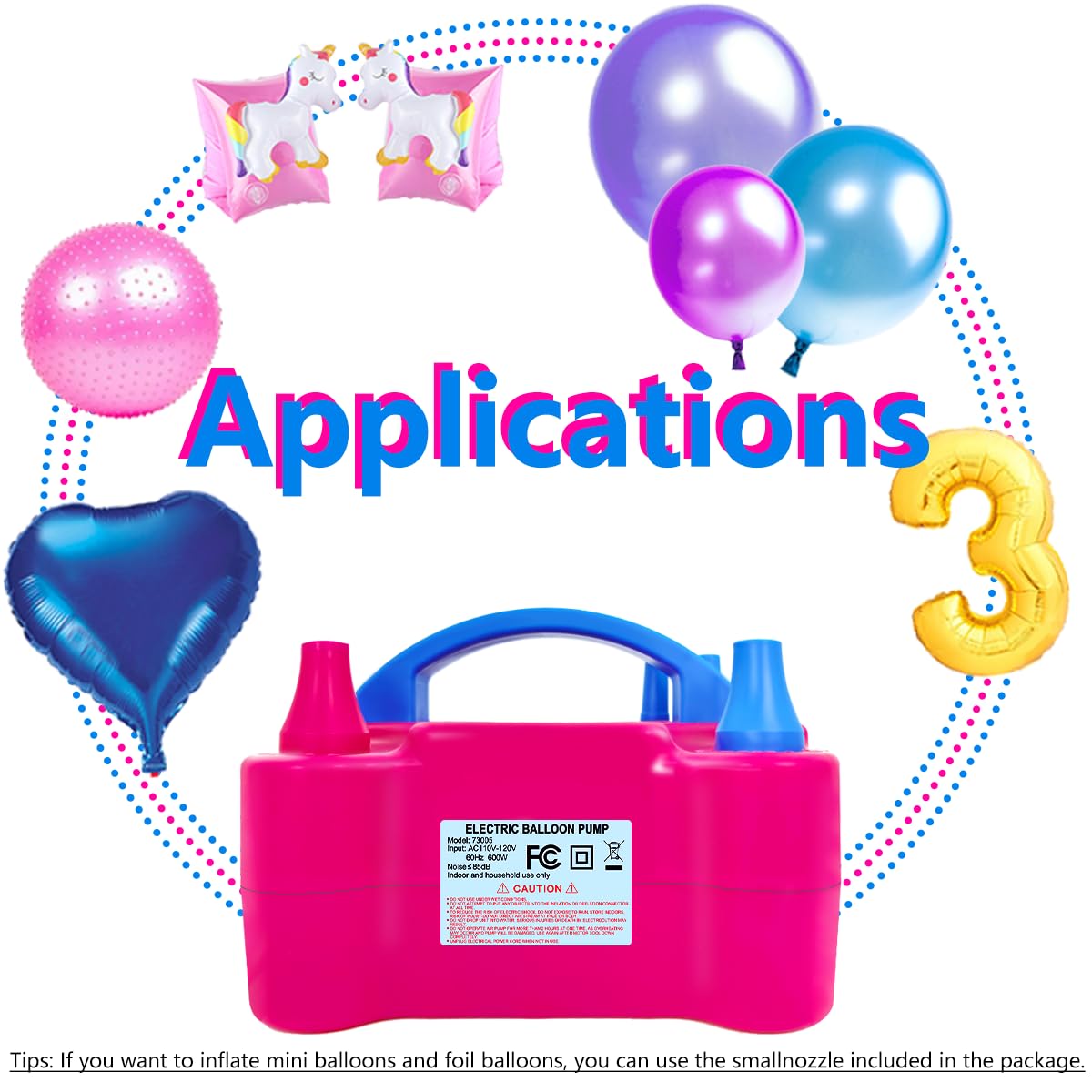 YEPVIE Electric Balloon Pump, Portable 2 Modes Balloon Blower Machine with 14 Ballon Arch Kits, Air Pump for Baloon, Balloon Inflator for Party Decoration