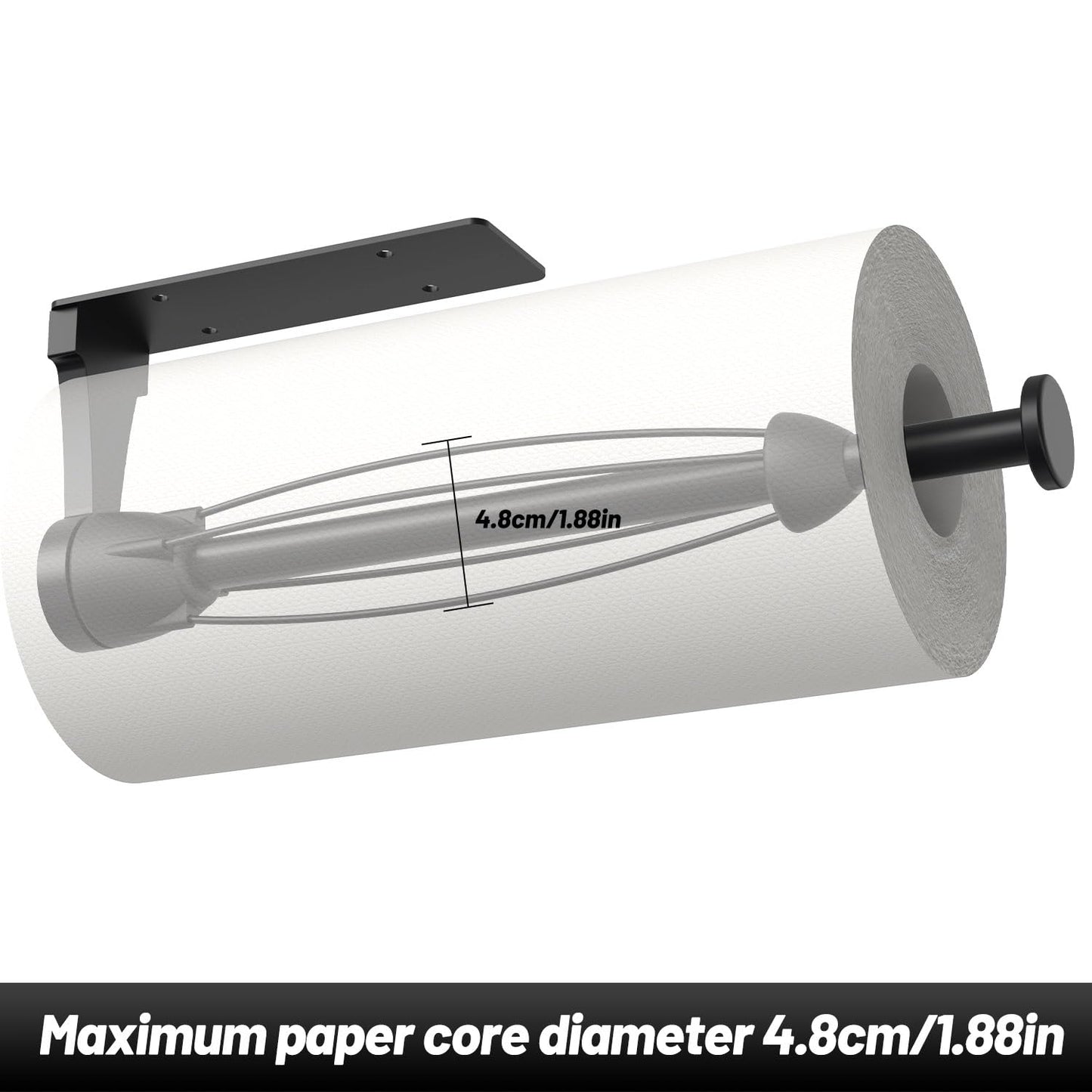 VEHHE Paper Towel Holder Under Cabinet with Ratchet System, Single Hand Operable Paper Towel Holder Wall Mount with Damping Effect, Self-Adhesive Papers Towels Holders or Drilled for Kitchen (Black) - Available at All In One Marketplace Canada