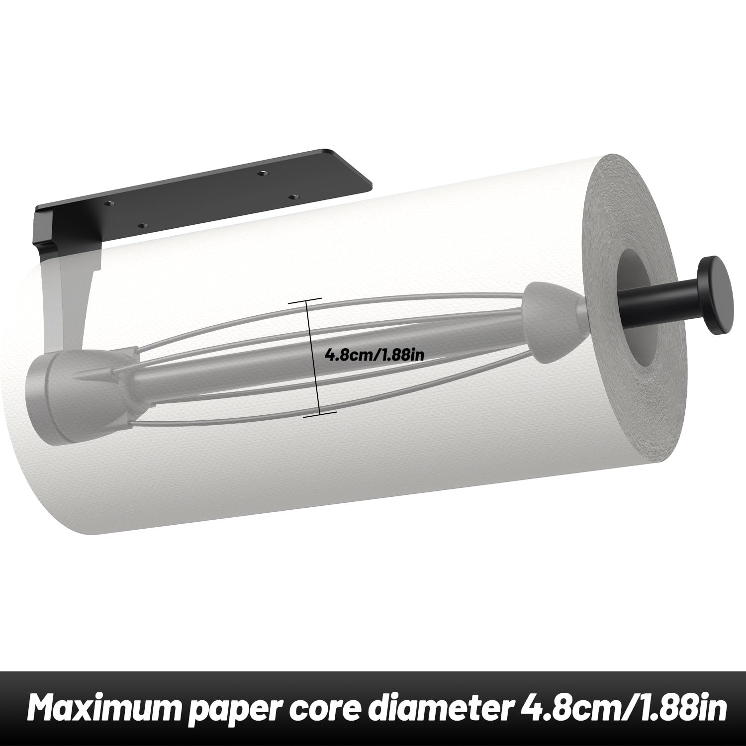 VEHHE Paper Towel Holder Under Cabinet with Ratchet System, Single Hand Operable Paper Towel Holder Wall Mount with Damping Effect, Self-Adhesive Papers Towels Holders or Drilled for Kitchen (Black) - Available at All In One Marketplace Canada