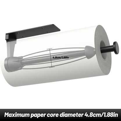 VEHHE Paper Towel Holder Under Cabinet with Ratchet System, Single Hand Operable Paper Towel Holder Wall Mount with Damping Effect, Self-Adhesive Papers Towels Holders or Drilled for Kitchen (Black) - Available at All In One Marketplace Canada