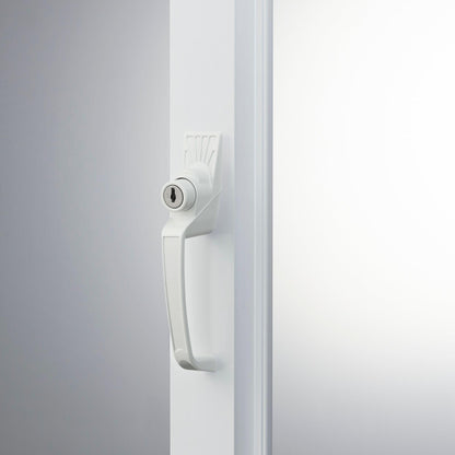 Ideal Security 12W Push Button Storm Door and Screen Door Handle with Key Lock and Storm Door Latch, White