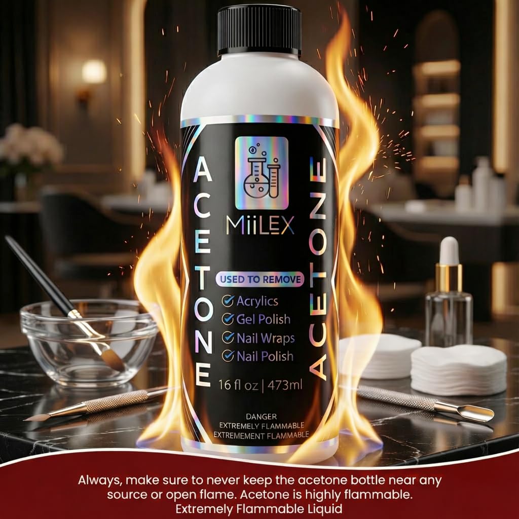Acetone 16oz Made in Canada - Nail Polish Remover, Professional Strength Gel, Acrylic & Dip Remover – Fast Acting - Available at All In One Marketplace Canada