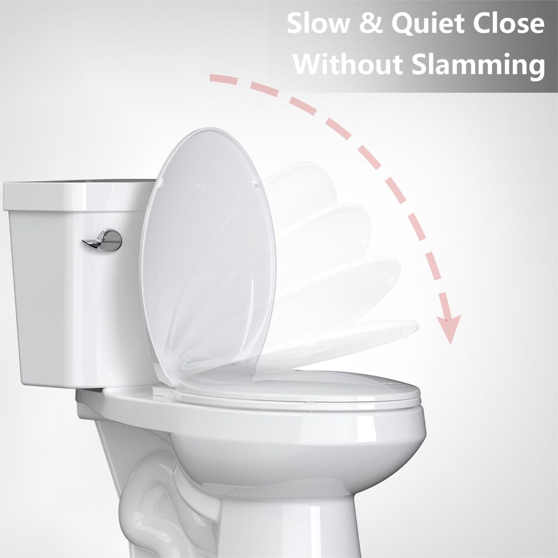 White Elongated Toilet Seat, Slow Close Toilet Cover Seat for Easy Clean and Stain-Resistant, Plastic Toilet Seat with Cover, Quick-Release Hinges and Quick-Attach Hardware ExploreHorizon