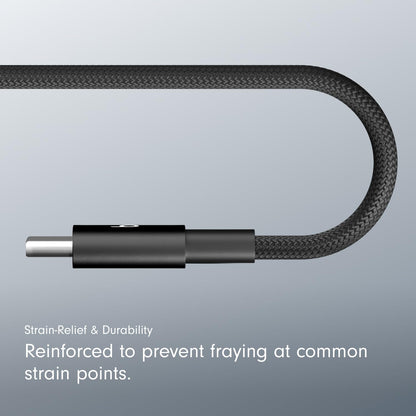 Beats USB-C to USB-C Woven Cable Fast Charging Durable/Tangle-Free Compatible Charger for Apple & Android Devices (1.5 m) - Bolt Black