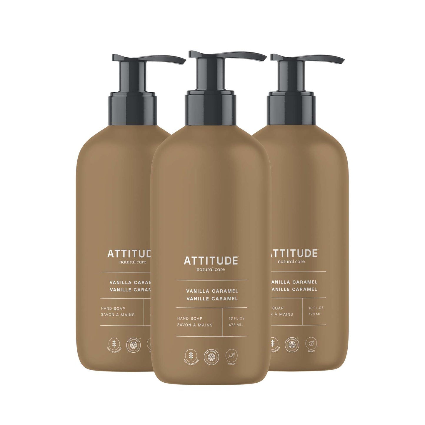 ATTITUDE Limited Edition Liquid Hand Soap, EWG Verified, Plant and Mineral-Based, Vegan Personal Care Products, Vanilla Caramel, 473 mL (Pack of 3) 🍁 All In One Marketplace Canada