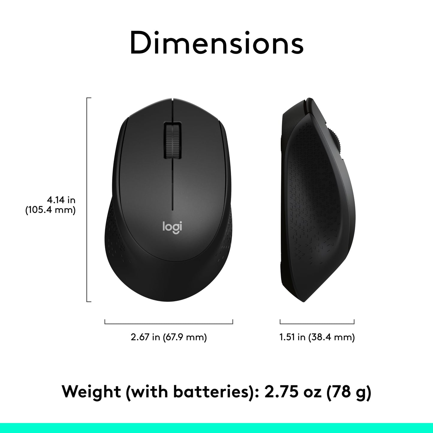 Logitech M330 Silent Wireless Mouse, 2.4GHz with USB Receiver, Optical Tracking, Quiet & Lightweight, Long Battery Life, for PC, Mac, Laptop, Chromebook - Black