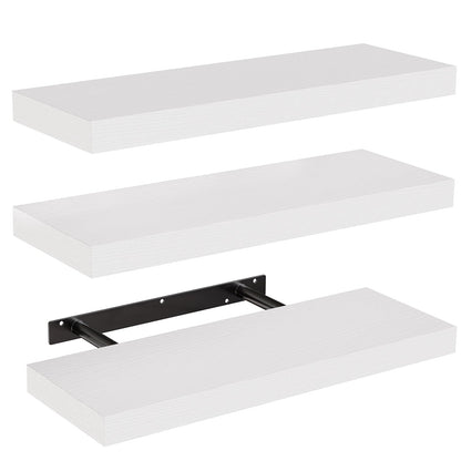 AMADA HOMEFURNISHING Floating Shelves, Wall Shelves for Bathroom/Living Room/Bedroom/Kitchen Decor, White Shelves with Invisible Brackets Set of 3 - AMFS08 - Available at All In One Marketplace Canada