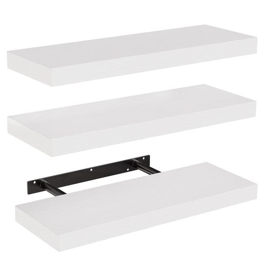 AMADA HOMEFURNISHING Floating Shelves, Wall Shelves for Bathroom/Living Room/Bedroom/Kitchen Decor, White Shelves with Invisible Brackets Set of 3 - AMFS08 - Available at All In One Marketplace Canada