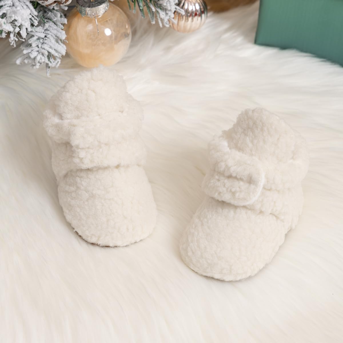 Meckior Infant Baby Girls Boys Fleece Booties Winter Non-Skid Soft Sole Warm Cozy Shoes with Grippers Newborn Toddler First Walkers Slipper 🍁 All In One Marketplace Canada