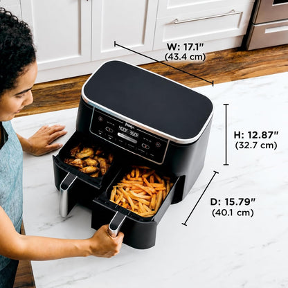 Ninja Foodi 10-qt. 6-in-1 DualZone XL Air Fryer, 2 Independent Baskets, Match Cook & Smart Finish to Air Fry, Air Broil, Roast, Bake, Dehydrate, & Keep Warm, Black, DZ302C (Canadian Version)