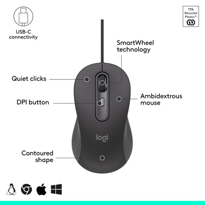 Logitech Signature for Business Wired M520 L Optical Mouse USB - Graphite