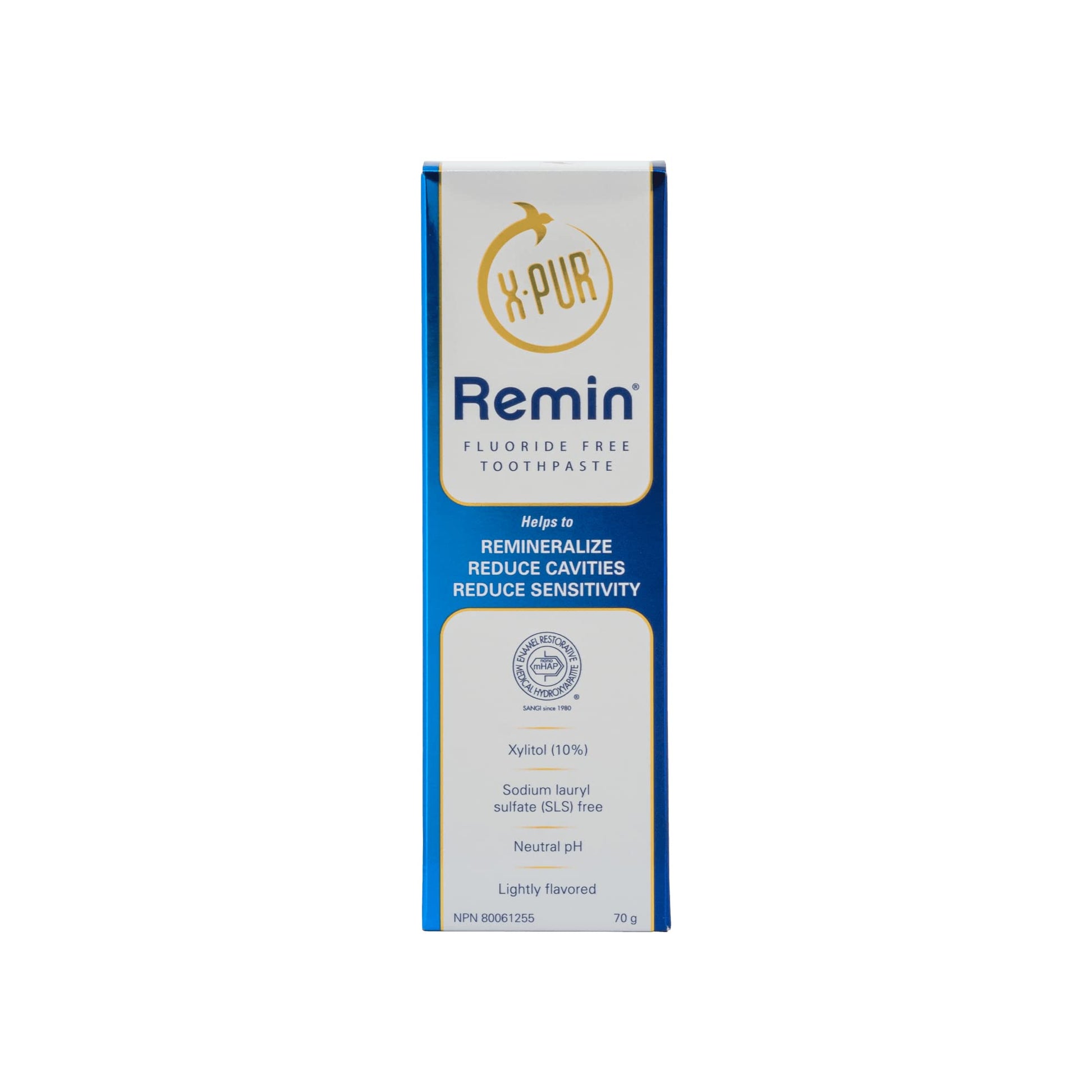 X-PUR Remin Fluoride-Free Toothpaste – Enamel Remineralization & Sensitivity Relief with Nano Hydroxyapatite & Natural Xylitol – Fights Dry Mouth & Gingivitis – 70g Tube - Available at All In One Marketplace Canada