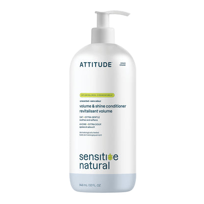 ATTITUDE Extra Gentle Hair Conditioner for Sensitive Dry Scalp, Soothing Oat, Made in Canada, Naturally Derived Ingredients, Dermatologically Tested, Vegan Detangler, Unscented, 946 mL - Available at All In One Marketplace Canada