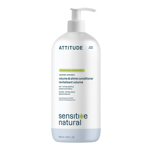 ATTITUDE Extra Gentle Hair Conditioner for Sensitive Dry Scalp, Soothing Oat, Made in Canada, Naturally Derived Ingredients, Dermatologically Tested, Vegan Detangler, Unscented, 946 mL - Available at All In One Marketplace Canada