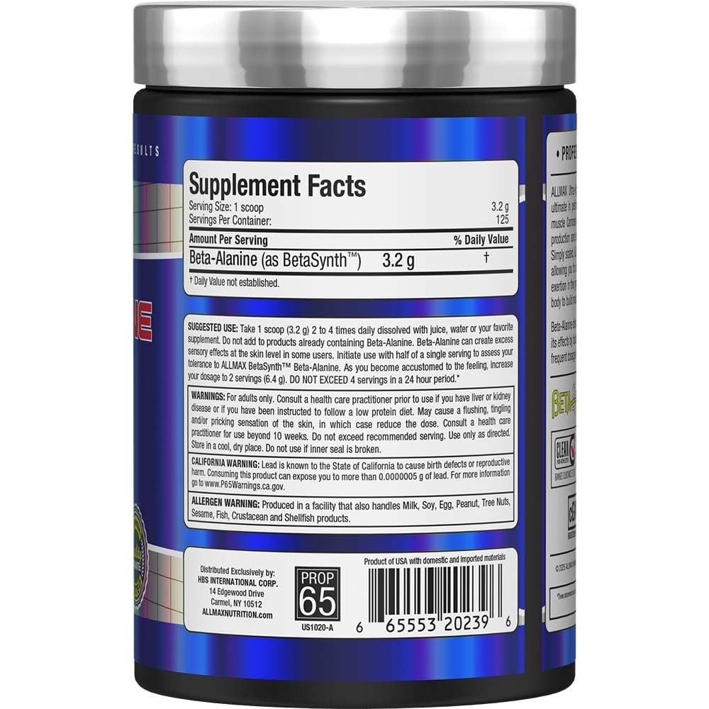ALLMAX Nutrition - 100% Pure Maximum Strength + Absorption - Beta Alanine - 400 Gram - Available at All In One Marketplace Canada