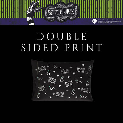 Taie d'oreiller Franco Collectibles Beetlejuice, motif film d'Halloween, en satin soyeux, standard 20x30 pour cheveux et peau, (produit sous licence officielle)